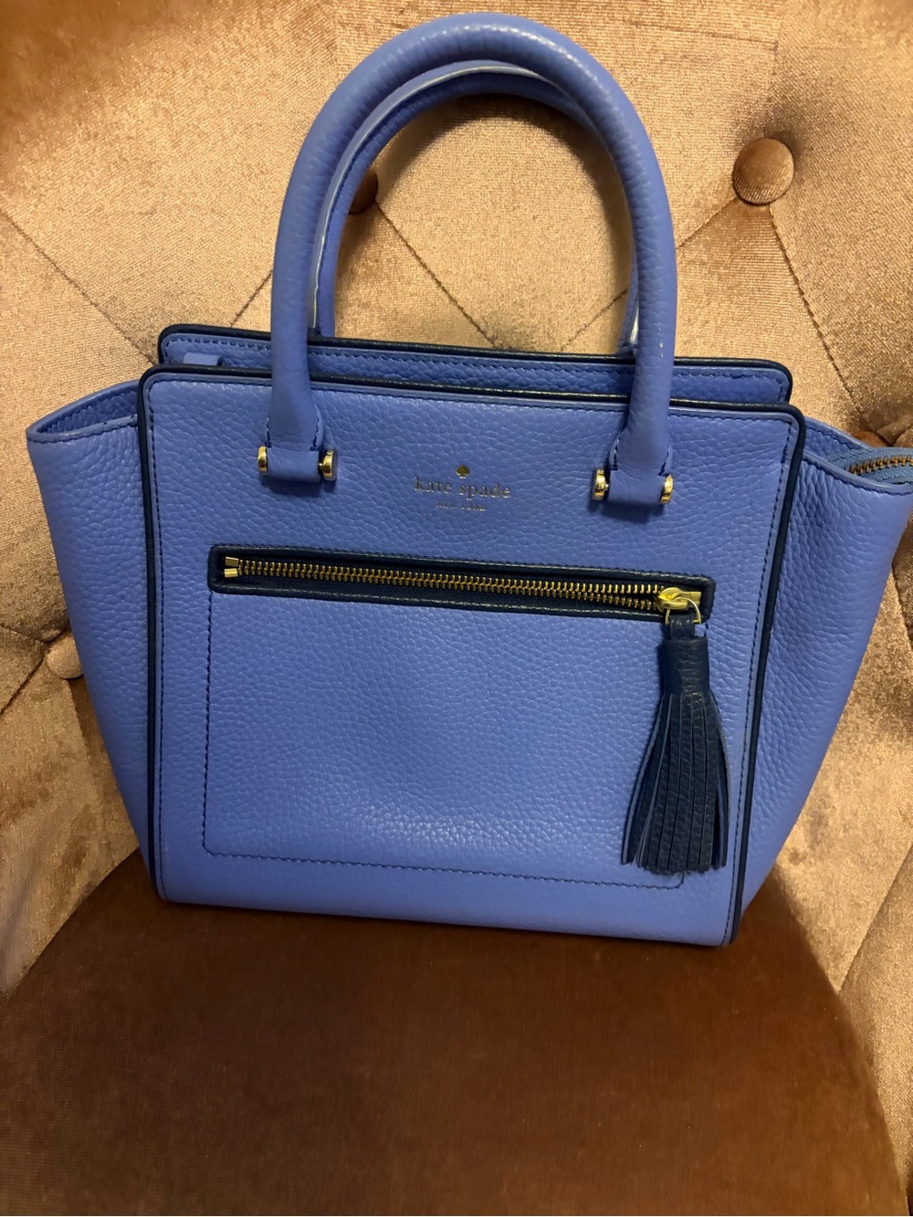 KATE SPADE Chester Street Small Allyn Satchel Blue Pebbled Leather Tassel Bag
